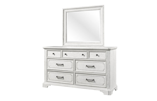Alpine Furniture Clara Dresser With Sherwin Williams Finish, Cedar & Felt-Lined Drawers, Dovetail Joinery, 68"W White Mist F7653-05