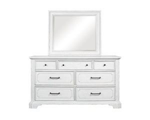 Alpine Furniture Clara Dresser With Sherwin Williams Finish, Cedar & Felt-Lined Drawers, Dovetail Joinery, 68"W White Mist F7653-05