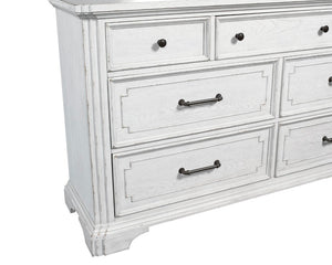 Alpine Furniture Clara Dresser With Sherwin Williams Finish, Cedar & Felt-Lined Drawers, Dovetail Joinery, 68"W White Mist F7653-05