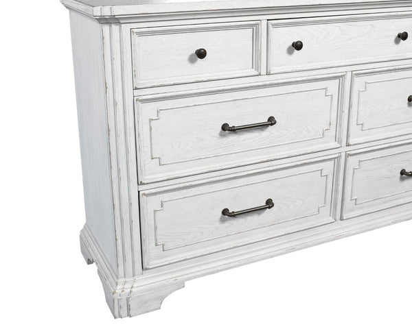 Alpine Furniture Clara Dresser With Sherwin Williams Finish, Cedar & Felt-Lined Drawers, Dovetail Joinery, 68"W White Mist F7653-05
