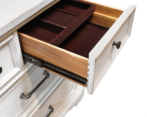 Alpine Furniture Clara Dresser With Sherwin Williams Finish, Cedar & Felt-Lined Drawers, Dovetail Joinery, 68"W White Mist F7653-05