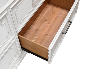 Alpine Furniture Clara Dresser With Sherwin Williams Finish, Cedar & Felt-Lined Drawers, Dovetail Joinery, 68"W White Mist F7653-05