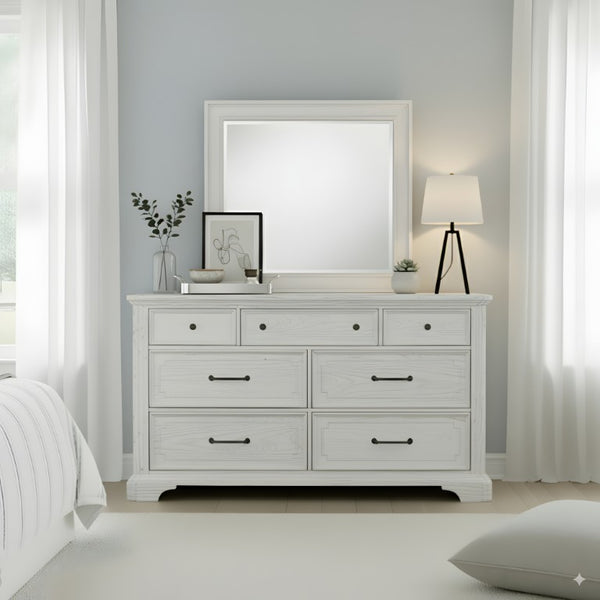 Alpine Furniture Clara Dresser Mirror With Sherwin Williams Finish — Dual Mounting, High-Quality Glass, Elegant Frame F7653-06