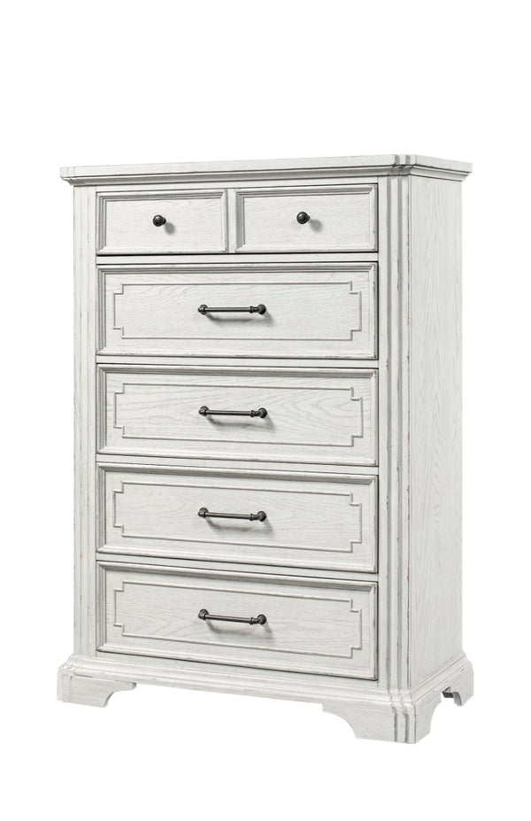 Alpine Furniture Clara Chest Of Drawers With Cedar & Felt-Lined Storage, Dovetail Construction, Smooth Finish White Mist F7653-11