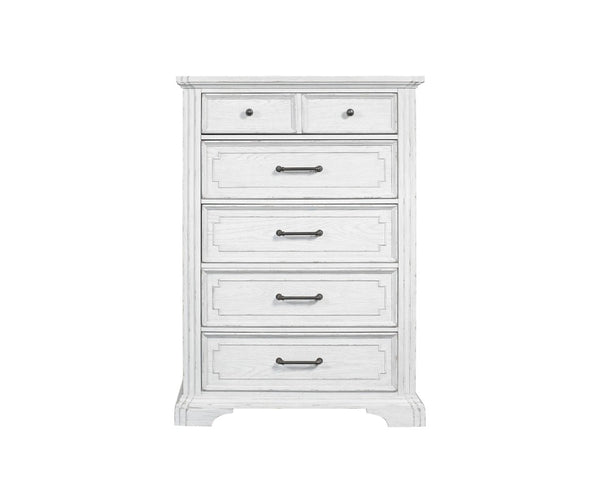 Alpine Furniture Clara Chest Of Drawers With Cedar & Felt-Lined Storage, Dovetail Construction, Smooth Finish White Mist F7653-11
