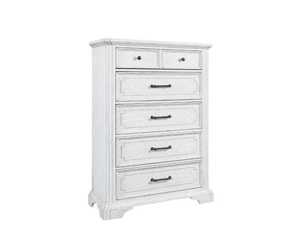 Alpine Furniture Clara Chest Of Drawers With Cedar & Felt-Lined Storage, Dovetail Construction, Smooth Finish White Mist F7653-11