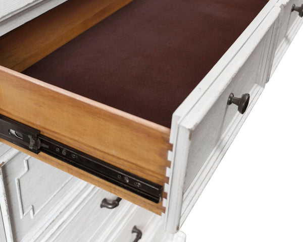 Alpine Furniture Clara Chest Of Drawers With Cedar & Felt-Lined Storage, Dovetail Construction, Smooth Finish White Mist F7653-11