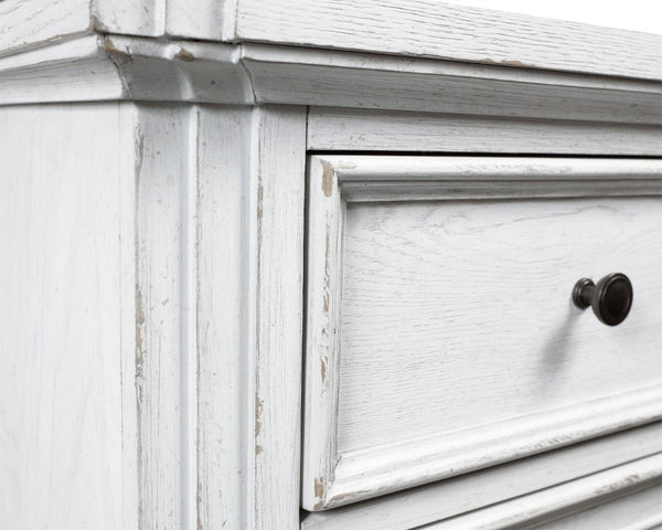 Alpine Furniture Clara Chest Of Drawers With Cedar & Felt-Lined Storage, Dovetail Construction, Smooth Finish White Mist F7653-11