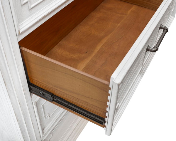 Alpine Furniture Clara Chest Of Drawers With Cedar & Felt-Lined Storage, Dovetail Construction, Smooth Finish White Mist F7653-11