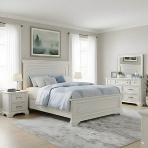 Alpine Furniture Clara Queen Panel Bed With Sherwin Williams Finish — Elegant Durable Design, Solid Slat Support White Mist F7653Q