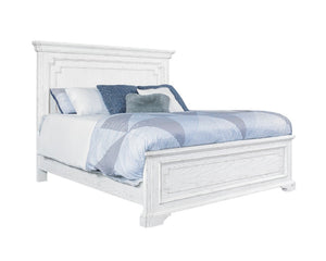 Alpine Furniture Clara Queen Panel Bed With Sherwin Williams Finish — Elegant Durable Design, Solid Slat Support White Mist F7653Q
