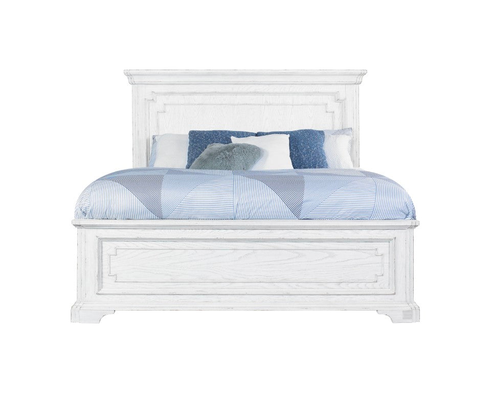 Alpine Furniture Clara Queen Panel Bed With Sherwin Williams Finish — Elegant Durable Design, Solid Slat Support White Mist F7653Q