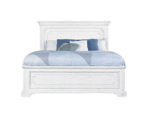 Alpine Furniture Clara Timeless King Panel Bed With Sherwin Williams Finish, Sturdy Wooden Frame And Classic Headboard White Mist F7653EK