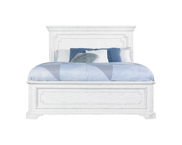 Alpine Furniture Clara California King Panel Bed With Sherwin Williams Finish — Classic Design, Sturdy Frame, Easy Assembly White Mist F7653CK