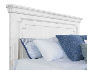 Alpine Furniture Clara Timeless King Panel Bed With Sherwin Williams Finish, Sturdy Wooden Frame And Classic Headboard White Mist F7653EK