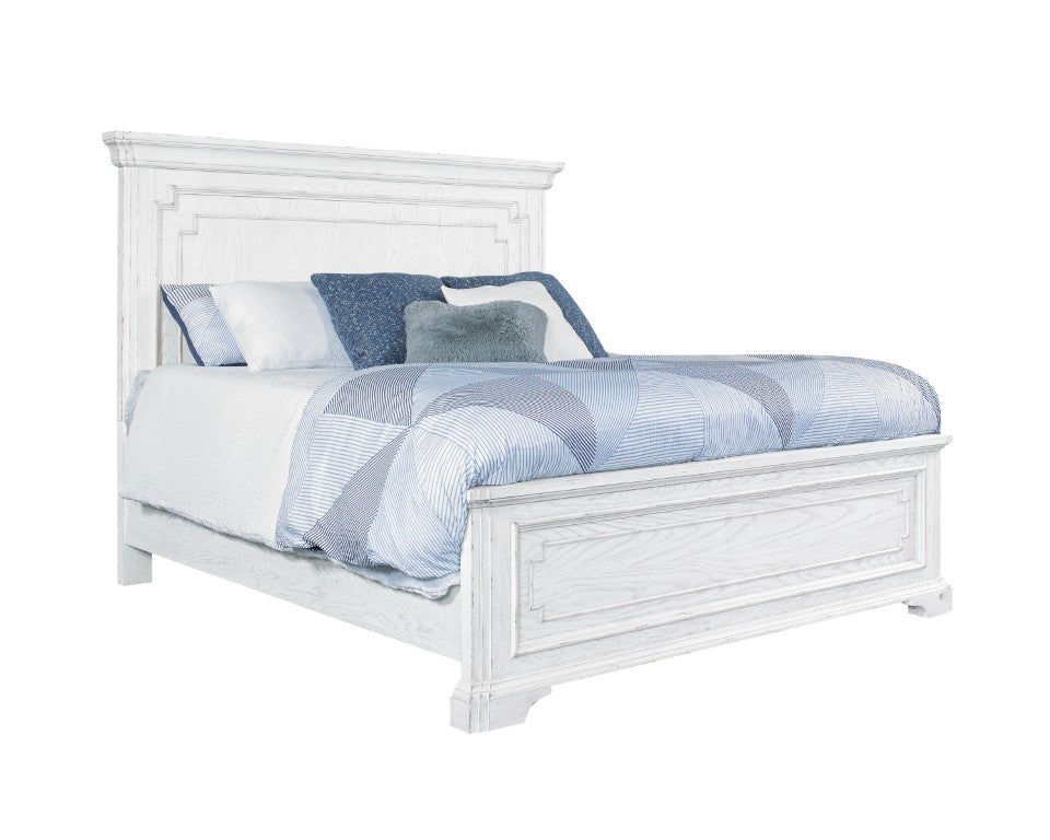Alpine Furniture Clara California King Panel Bed With Sherwin Williams Finish — Classic Design, Sturdy Frame, Easy Assembly White Mist F7653CK