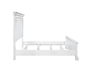 Alpine Furniture Clara Timeless King Panel Bed With Sherwin Williams Finish, Sturdy Wooden Frame And Classic Headboard White Mist F7653EK