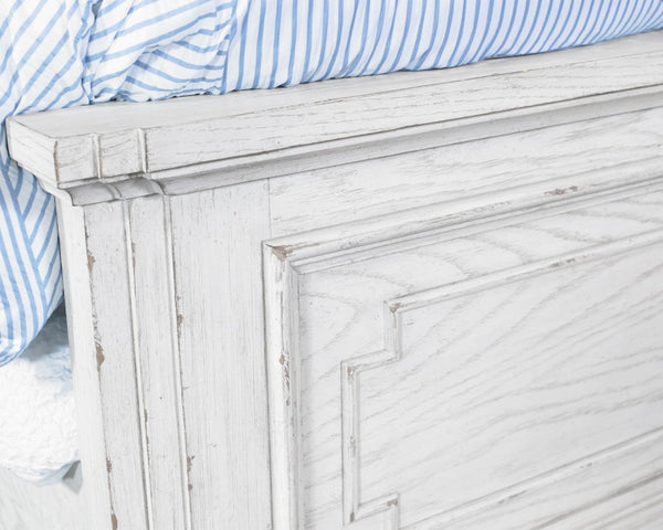Alpine Furniture Clara Queen Panel Bed With Sherwin Williams Finish — Elegant Durable Design, Solid Slat Support White Mist F7653Q