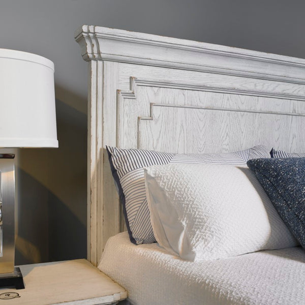 Alpine Furniture Clara Queen Panel Bed With Sherwin Williams Finish — Elegant Durable Design, Solid Slat Support White Mist F7653Q