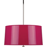 Robert Abbey Penelope Pendant Polished Nickel Finish Fuchsia Ceramik Parchment Shade With Silver Mylar Lining