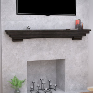 Safavieh Alconbury Crown Molding Floating Mantel Shelf In Smoked Ash For Living Room Display FA3070