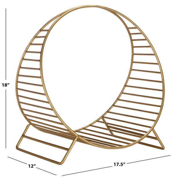 Safavieh Torryann Metal Firewood Holder Open Frame Storage With Warm Brass Tone Fireplace Accent FA410618