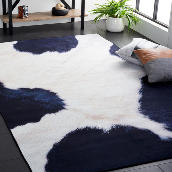 Safavieh Faux Hide 548 M/W S/R Power Loomed  Rug Ivory / Dark Blue FAH548A-9