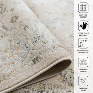 Amer Rugs Fairmont Farmhouse Floral Power-loomed Rug - Timeless Vintage Style For High-traffic Areas Ivory Polyester, Polypropylene Fai100233