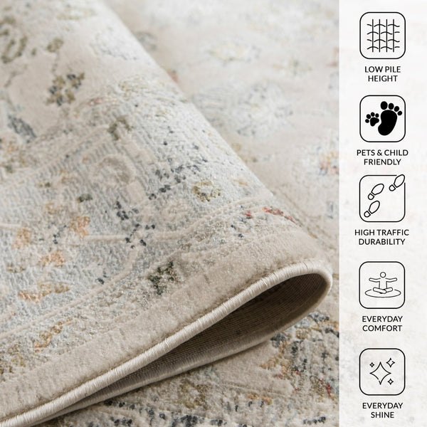 Amer Rugs Fairmont Farmhouse Floral Power-loomed Rug - Timeless Vintage Style For High-traffic Areas Ivory Polyester, Polypropylene Fai100233