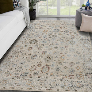 AMER Rugs Fairmont Nesty FAI-10 Power-Loomed Machine Made Polyester Transitional Floral Rug Ivory 9'3" x 12'3"