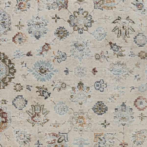 AMER Rugs Fairmont Nesty FAI-10 Power-Loomed Machine Made Polyester Transitional Floral Rug Ivory 9'3" x 12'3"