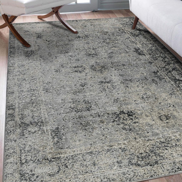 Amer Rugs Fairmont Farmhouse Floral Power-loomed Rug - Timeless Vintage Style For High-traffic Areas Gray Polyester, Polypropylene Fai233411