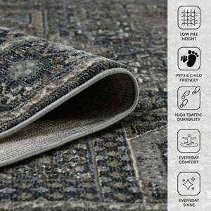 Amer Rugs Fairmont Farmhouse Medallion Power-loom Rug – Vintage Design, Soft & Durable For High-traffic Areas Charcoal Polyester, Polypropylene Fai626710