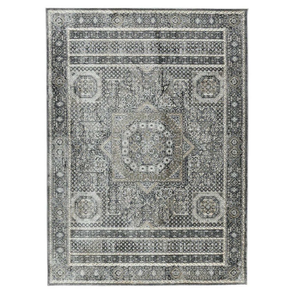 Amer Rugs Fairmont Farmhouse Medallion Power-loom Rug – Vintage Design, Soft & Durable For High-traffic Areas Charcoal Polyester, Polypropylene Fai633411