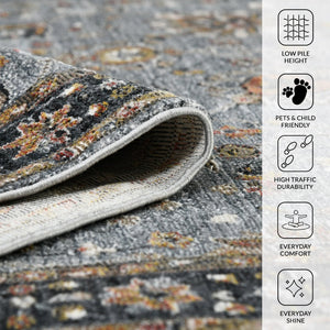 Amer Rugs Fairmont Farmhouse Floral Power-loomed Rug - Timeless Vintage Style For High-traffic Areas Azure Polyester, Polypropylene Fai733411