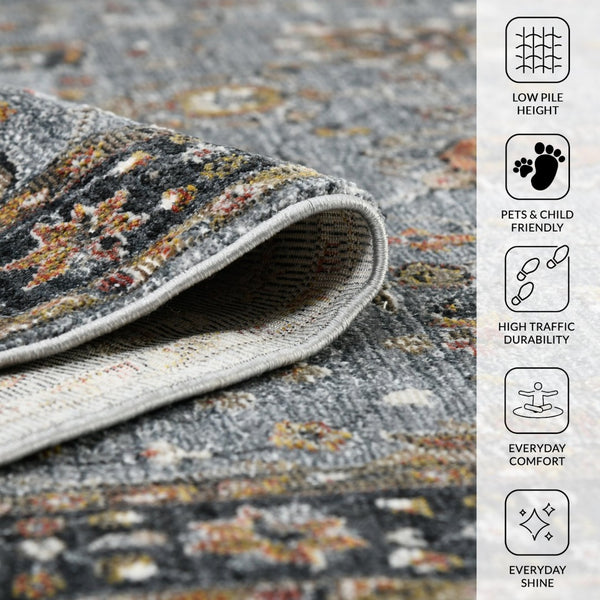 Amer Rugs Fairmont Farmhouse Floral Power-loomed Rug - Timeless Vintage Style For High-traffic Areas Azure Polyester, Polypropylene Fai733411
