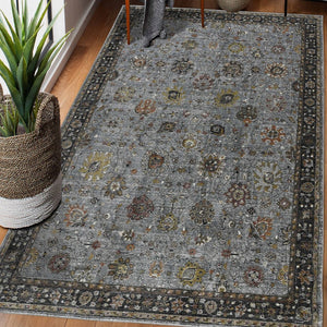 Amer Rugs Fairmont Farmhouse Floral Power-loomed Rug - Timeless Vintage Style For High-traffic Areas Azure Polyester, Polypropylene Fai733411