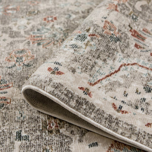 AMER Rugs Fairmont Mella FAI-8 Power-Loomed Machine Made Polyester Transitional Bordered Rug Gray 9'3" x 12'3"