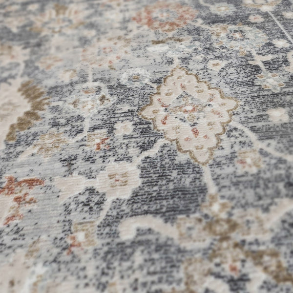 AMER Rugs Fairmont Mella FAI-9 Power-Loomed Machine Made Polyester Transitional Bordered Rug Dark Gray 9'3" x 12'3"