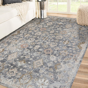 AMER Rugs Fairmont Mella FAI-9 Power-Loomed Machine Made Polyester Transitional Bordered Rug Dark Gray 9'3" x 12'3"