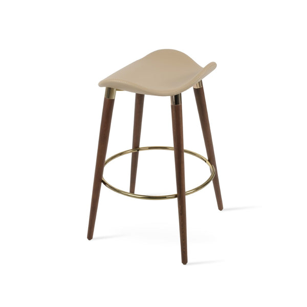 Soho Concept Falcon Gz-wood Barstools & Counterstools - Italian Ppm Leatherette, Walnut Finish, Gold Footrest, 10-year Guarantee Walnut,Gold  Soho-concept-dining-chair-08512