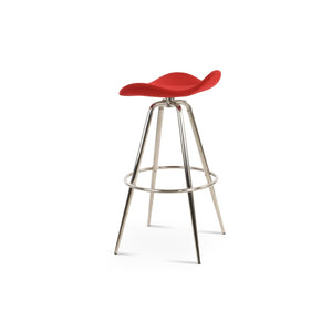 Soho Concept Falcon Max Swivel Barstools - Stylish Camira Blazer Wool Fabric, 10-year Warranty, Modern Design Red Steel Tubular Legs Black ,S.Steel ,Walnut Finish Soho-concept-dining-chair-08502