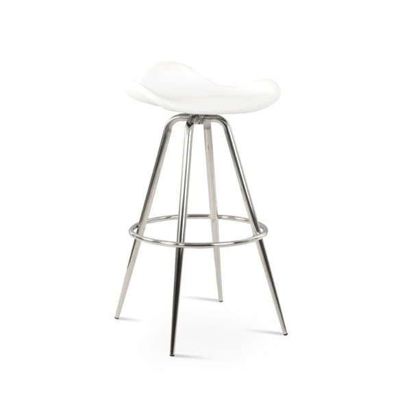 Soho Concept Falcon Max Swivel Barstools & Counterstools - Ergonomic Design, Italian Ppm, 5-10 Year Guarantees! White Steel Tubular Legs Black ,S.Steel ,Walnut Finish Soho-concept-dining-chair-08503