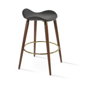 Soho Concept Falcon Gz-wood Barstools & Counterstools - Italian Ppm Leatherette, Walnut Finish, Gold Footrest, 10-year Guarantee Black  Soho-concept-dining-chair-08522