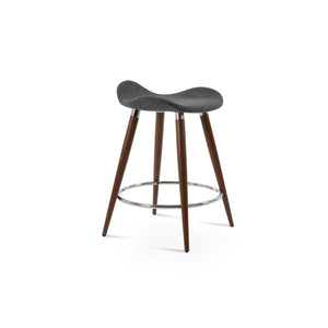 Soho Concept Falcon Gz-wood Barstools With Elegant Camira Blazer Wool & Durable Chrome Footrests – 10-year Guarantee Walnut,Dark Grey  Soho-concept-dining-chair-08525