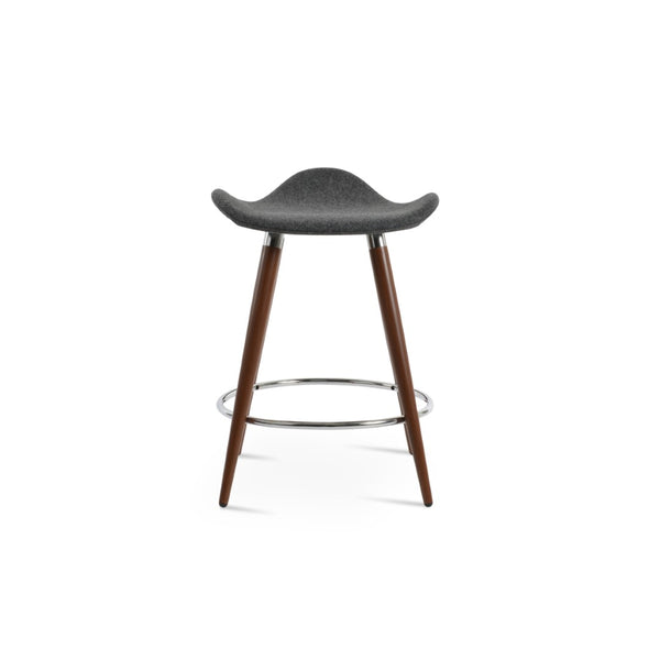 Soho Concept Falcon Gz-wood Barstools With Elegant Camira Blazer Wool & Durable Chrome Footrests – 10-year Guarantee Walnut,Dark Grey  Soho-concept-dining-chair-06827