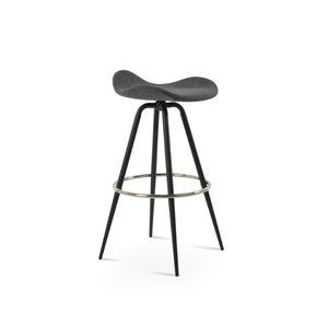 Soho Concept Falcon Max Swivel Barstools - Stylish Camira Blazer Wool Fabric, 10-year Warranty, Modern Design Black,Dark Grey Steel Tubular Legs Black ,S.Steel ,Walnut Finish Soho-concept-dining-chair-06828