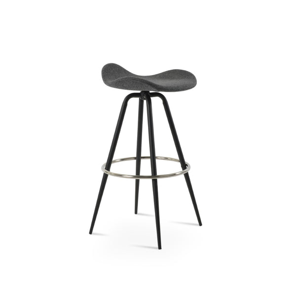 Soho Concept Falcon Max Swivel Barstools - Stylish Camira Blazer Wool Fabric, 10-year Warranty, Modern Design Black,Dark Grey Steel Tubular Legs Black ,S.Steel ,Walnut Finish Soho-concept-dining-chair-06828