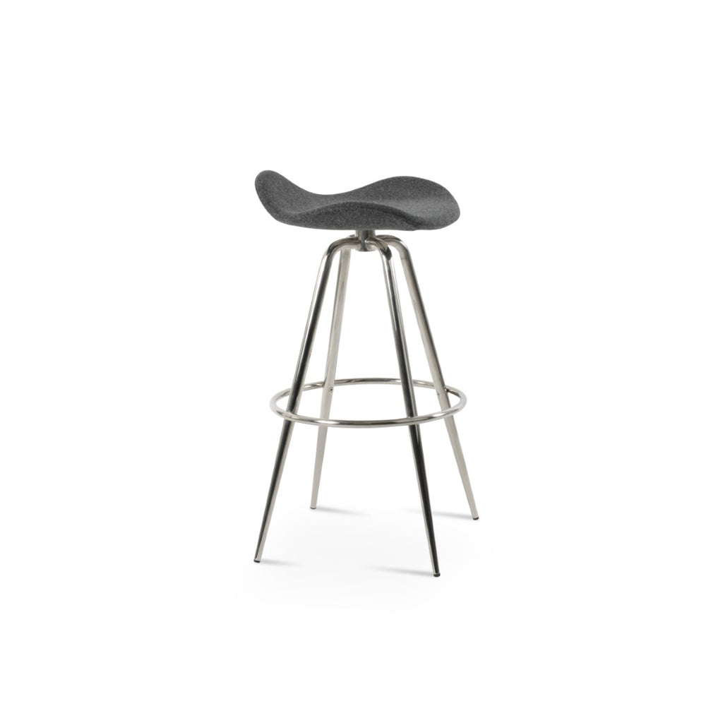 Soho Concept Falcon Max Swivel Barstools - Stylish Camira Blazer Wool Fabric, 10-year Warranty, Modern Design Dark Grey Steel Tubular Legs Black ,S.Steel ,Walnut Finish Soho-concept-dining-chair-08529