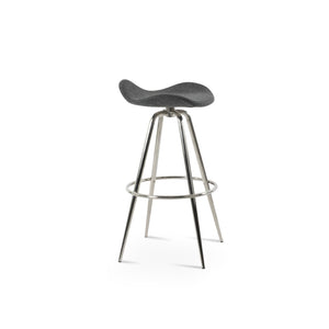 Soho Concept Falcon Max Swivel Barstools - Stylish Camira Blazer Wool Fabric, 10-year Warranty, Modern Design Dark Grey Steel Tubular Legs Black ,S.Steel ,Walnut Finish Soho-concept-dining-chair-08529